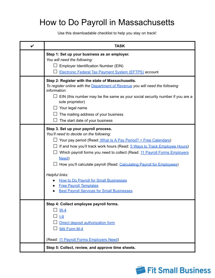 Screenshot of How to do payroll in Massachusetts PDF