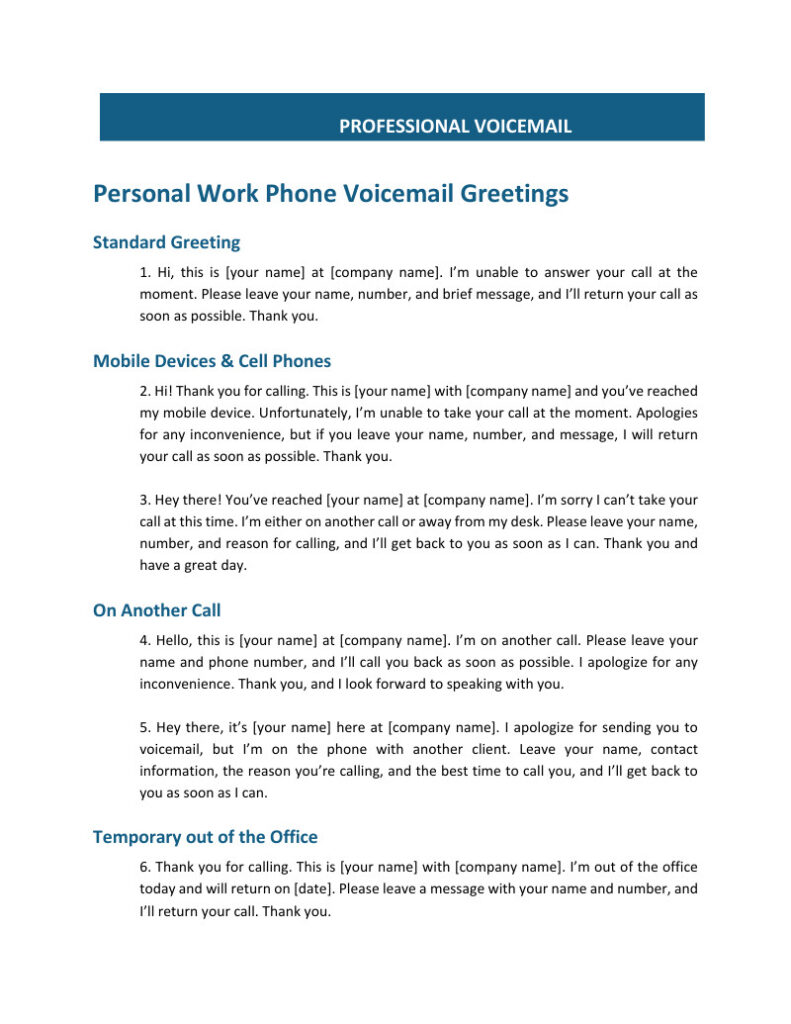 30 Professional Voicemail Greetings for Better Impact Free Templates 30 Professional Voicemail Greetings for Better Impact Free Templates