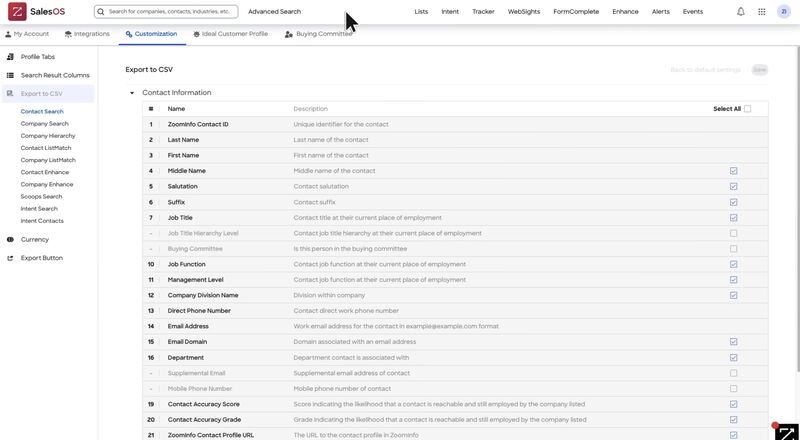 Exporting ZoomInfo gathered data to CSV file.