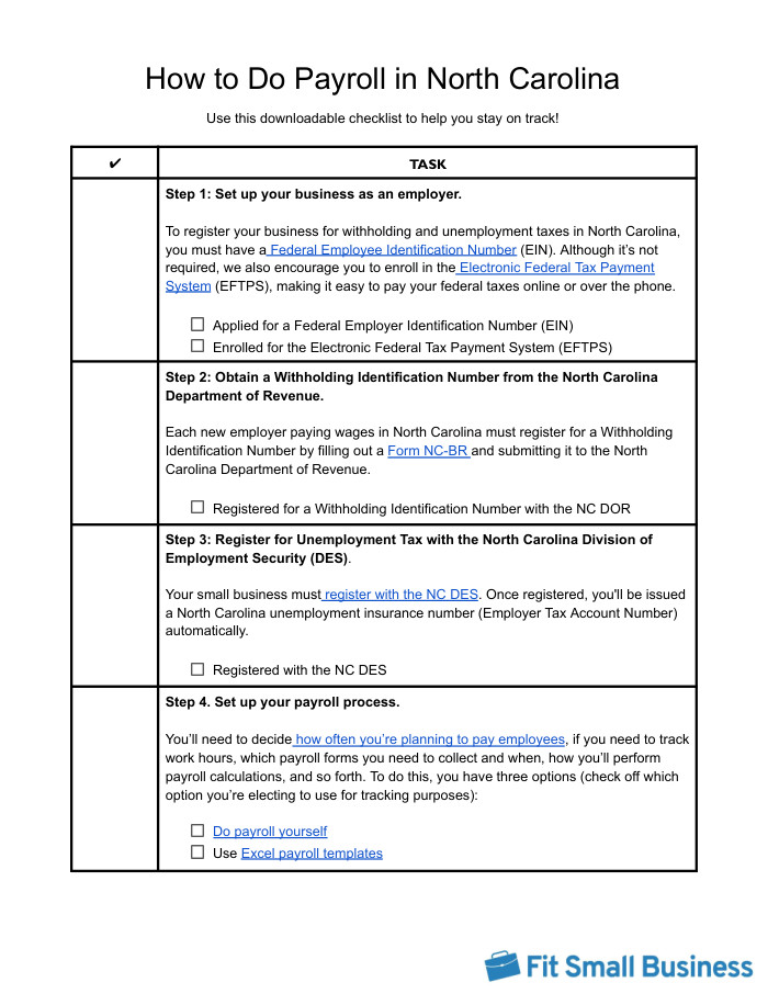 Screenshot of How to Do Payroll in North Carolina.