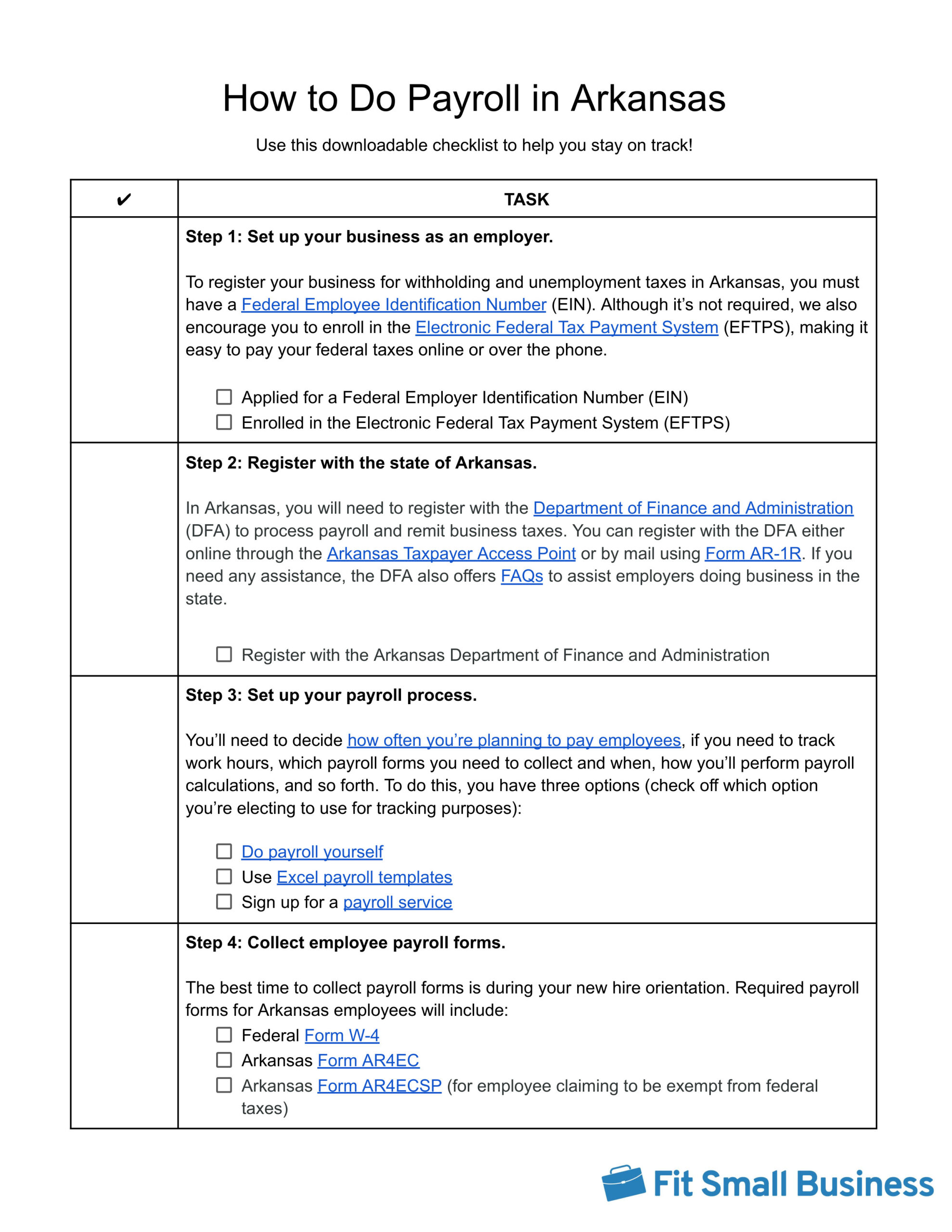 Screenshot of page 1 - How to Do Payroll in Arkansas