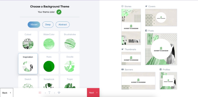 Sample social media templates generated by Tailor Brands.