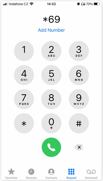 *69 dialed on the keypad of a mobile phone.