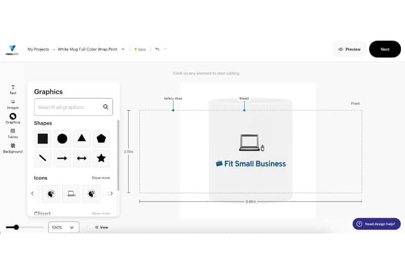 VistaPrint's design platform in action.