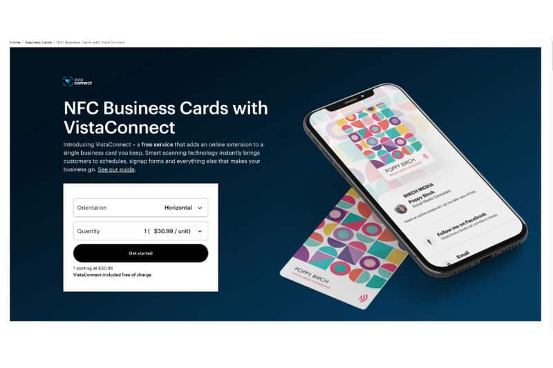 VistaPrint's VistaConnect platform for building smart business cards.