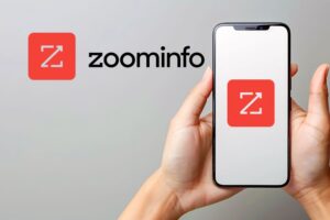 Zoom Info logo on phone screen display