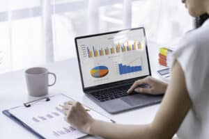 Woman working on laptop