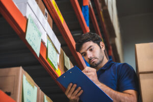 man doing an inventory