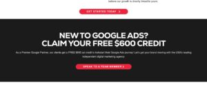 The Soup Agency website advertising $600 Google Ads credits.