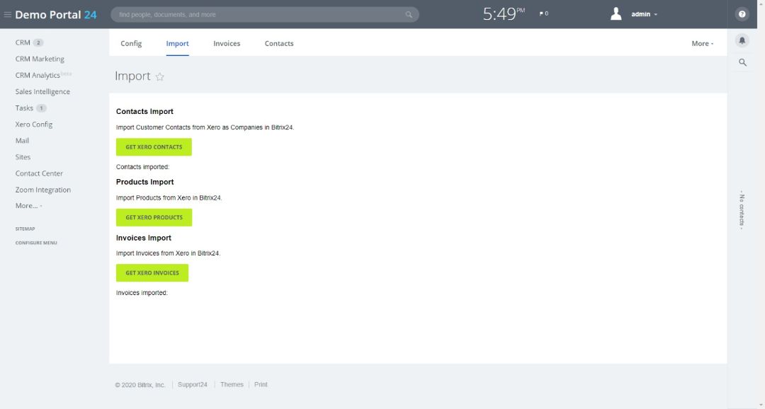 Importing contacts, products, and invoices using the Bitrix24-to-Xero connector by Webbee.