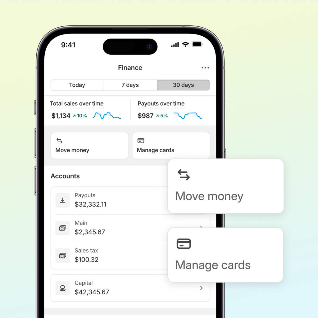 Shopify dashboard on smartphone.