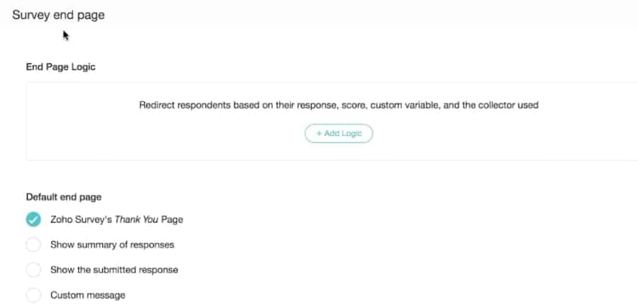 Zoho Survey skip logic feature.
