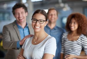 Workers Smiling Together