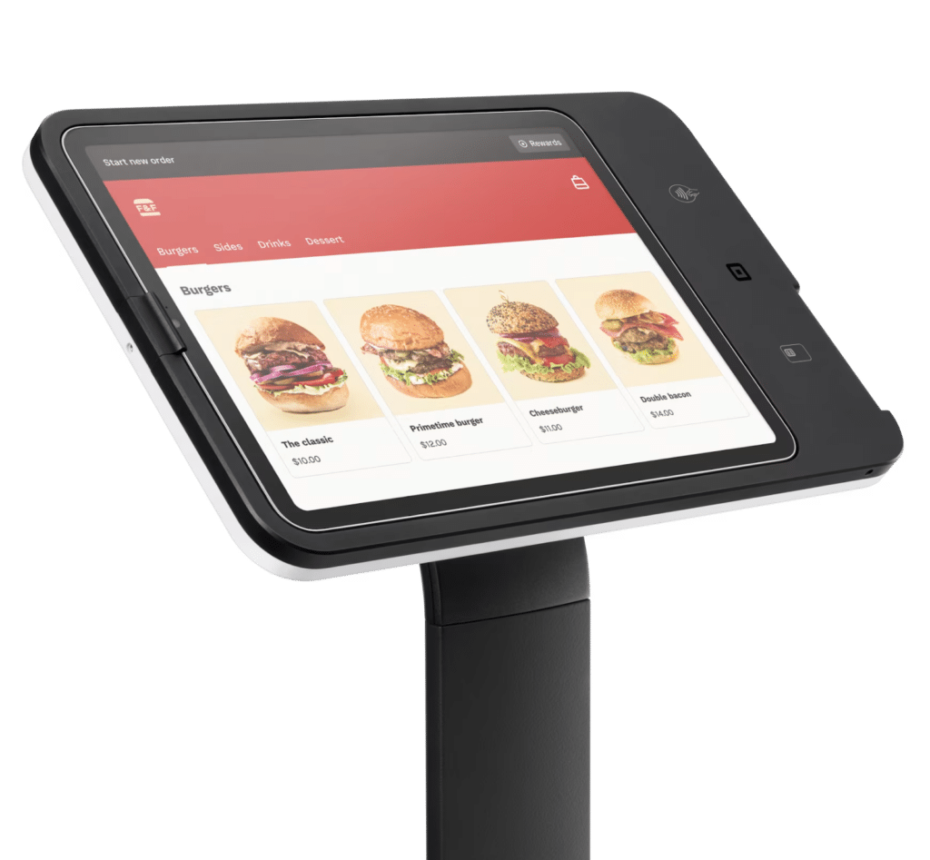 Square Kiosk on stand with sample menu