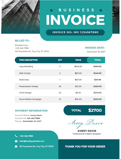 Business Invoice Sample