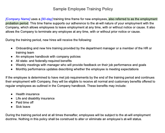 Sample Employee Training Policy