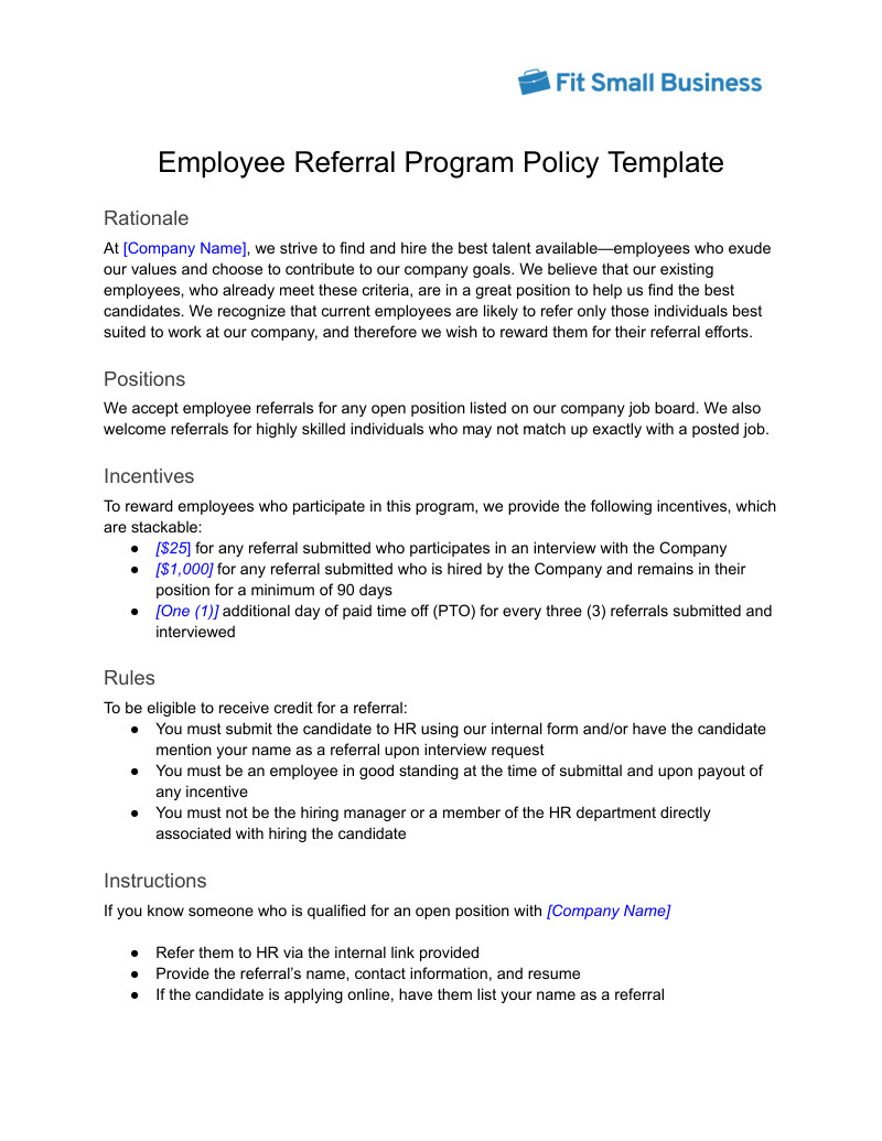 Employee Referral Program Policy Template Screenshot.