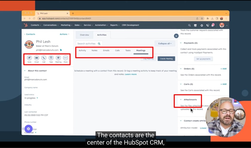 Contact management tools on HubSpot CRM.