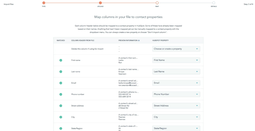 Data mapping section in HubSpot CRM.