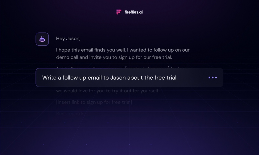 Text showing instructions for writing a follow-up email and the drafted email.