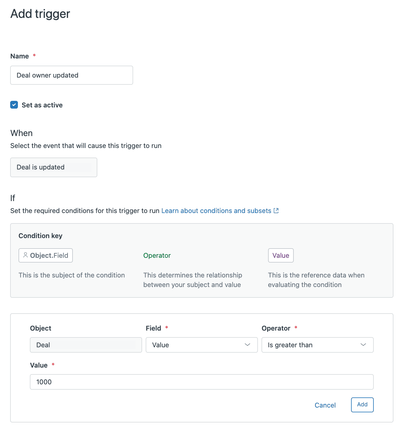 Creating sales triggers on Zendesk Sell