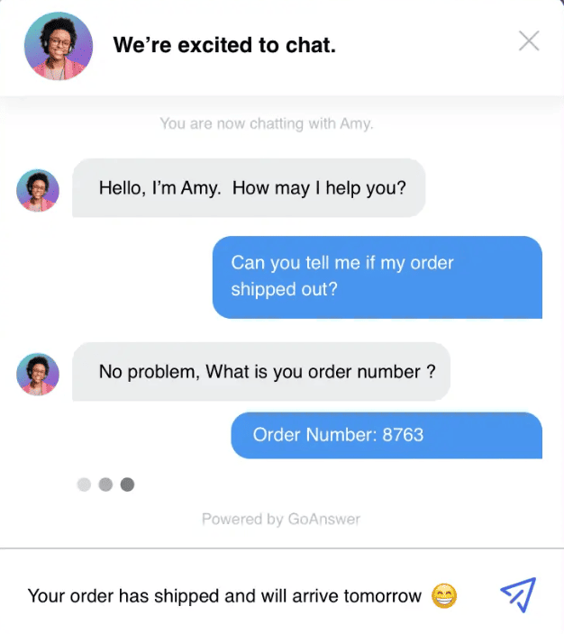 Graphics of a chat pop-up between a live chat agent and a customer.