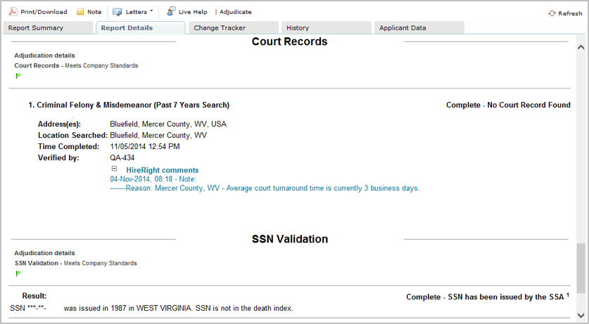 court record search report