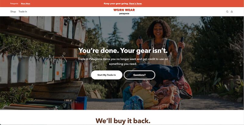 Patagonia's Worn Wear Page Screenshot