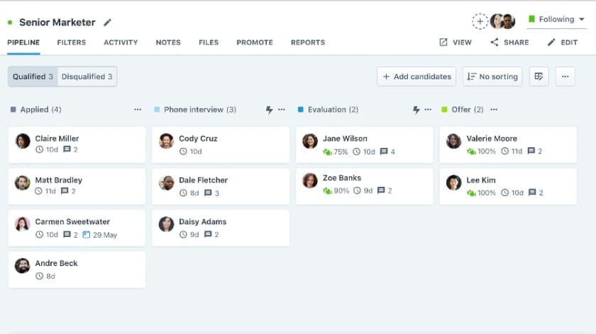 Breezy creates an easy-to-understand pipeline to ensure you don't miss anything.