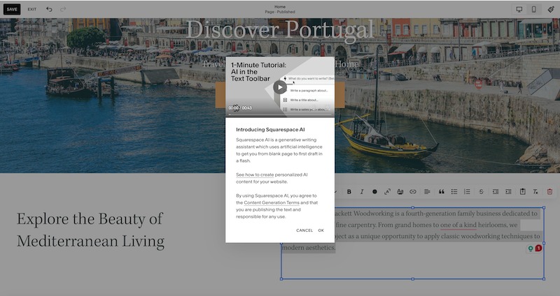 The AI tutorial prompt giving the user instructions on how to auto-generate text based on brand voice and length.