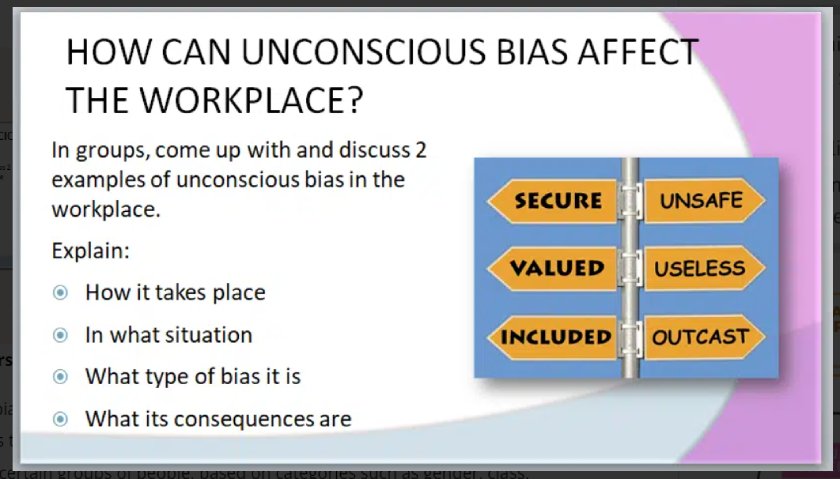 Unconscious bias content and arrow signs.