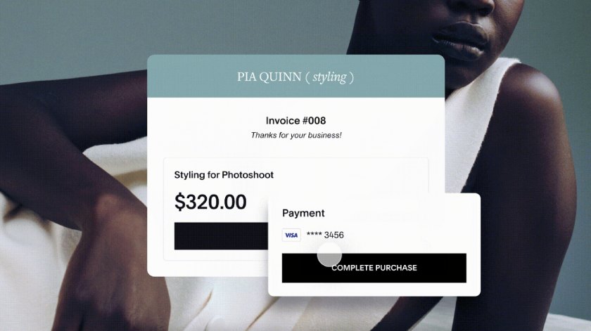 Squarespace's on-site client invoicing showing how you can send an invoice directly to a client for payment on your site.