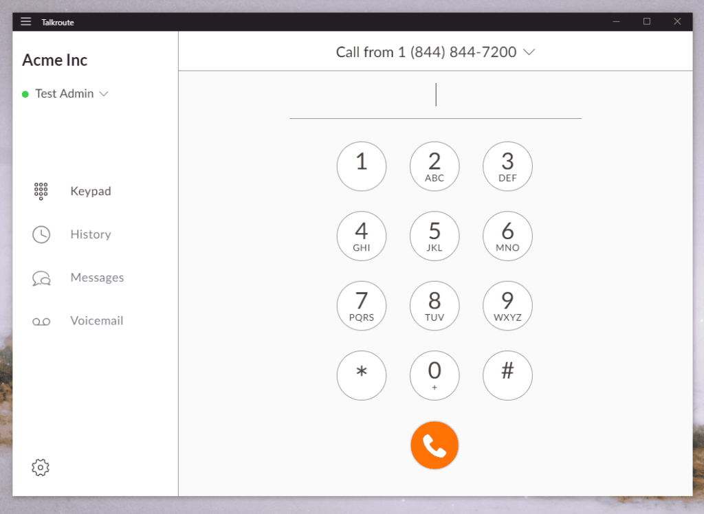 Talkroute app with keypad and caller ID.