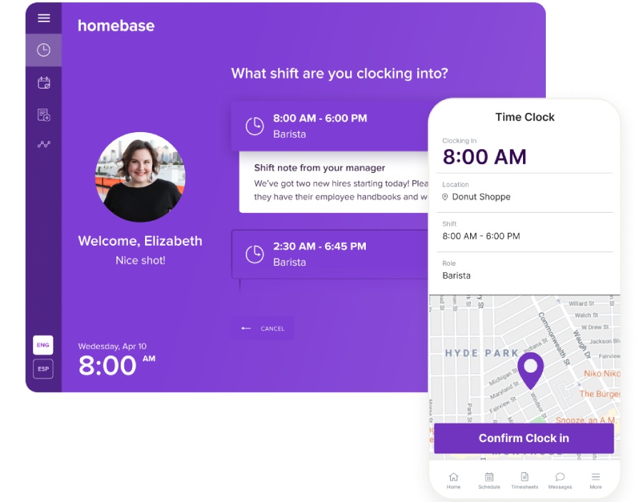 Homebase schedule dashboard.