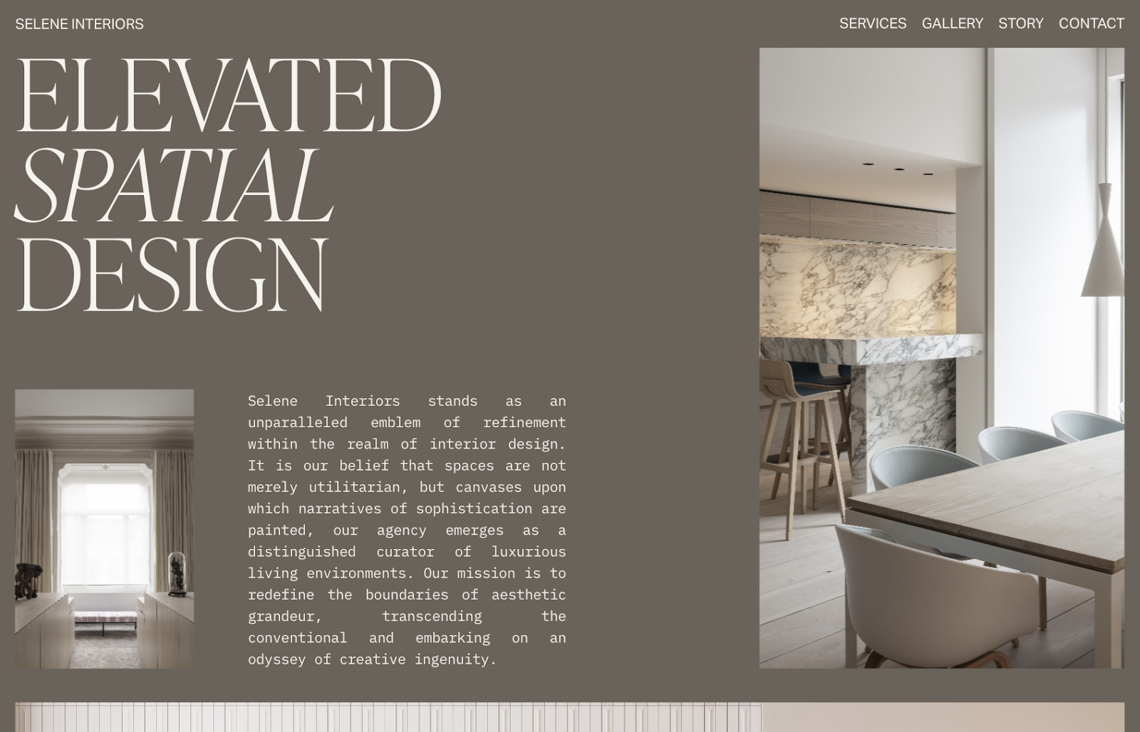 Squarespace's Selene Interiors website template.