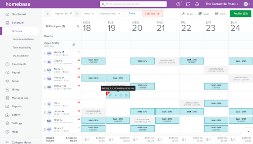 Homebase Scheduling on Desktop