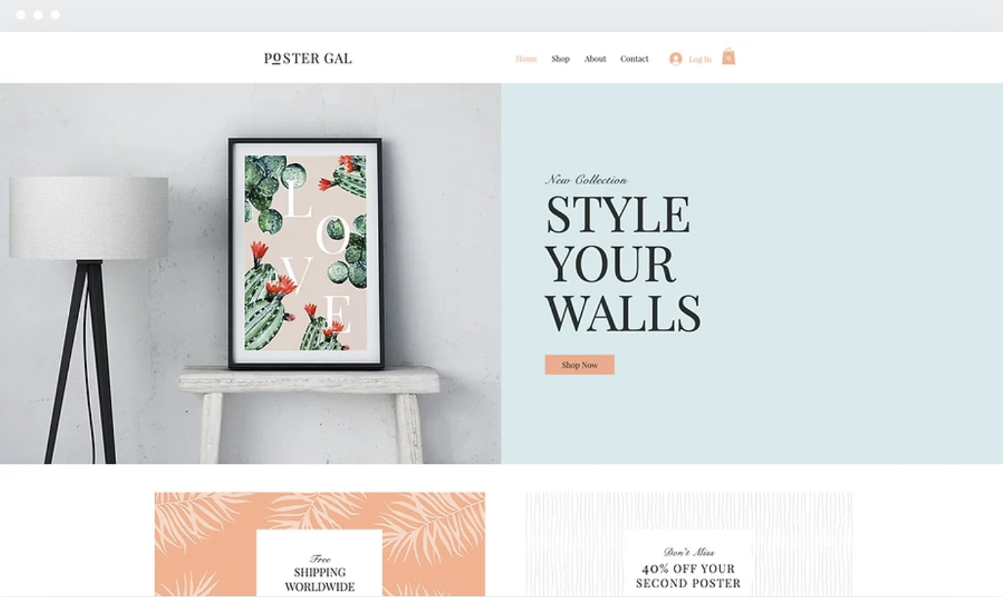 Wix's Poster Gal website template.