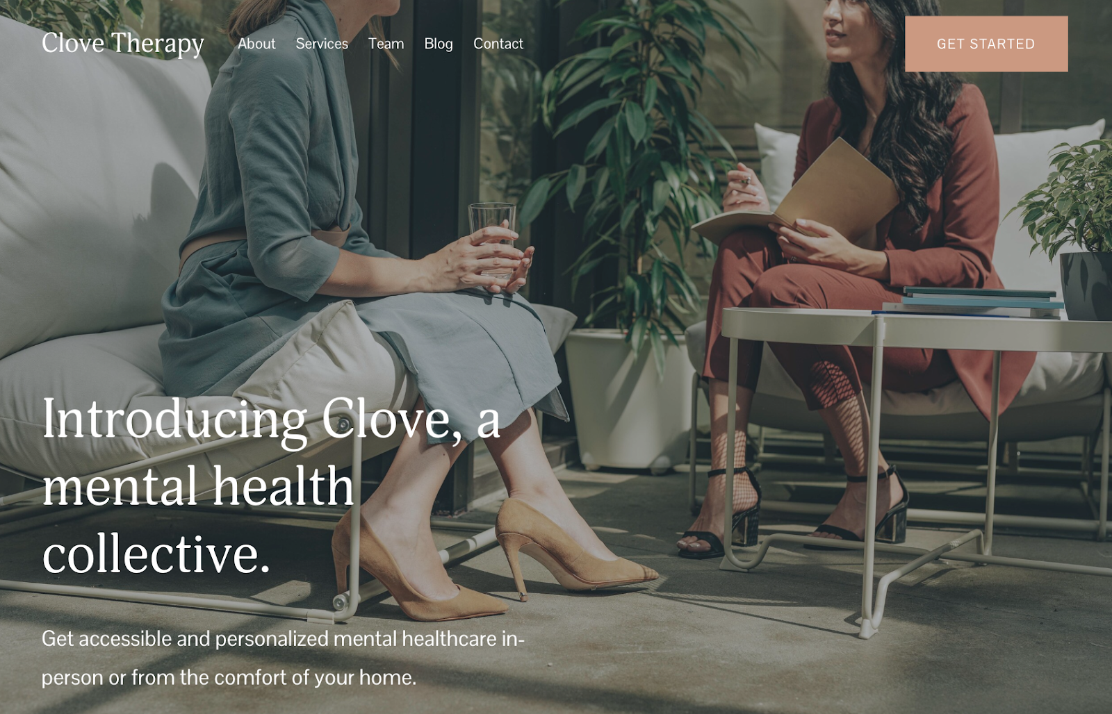 Squarespace's Clove Therapy website template.