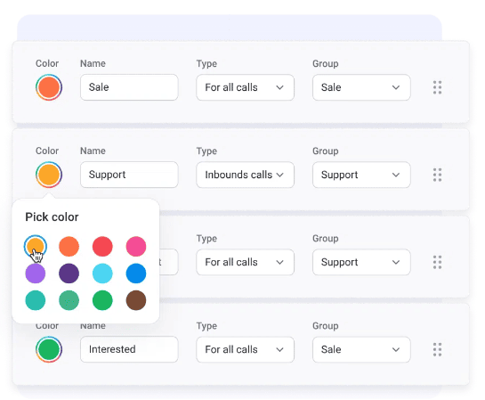 How to pick a color for Cloudtalk call tags.