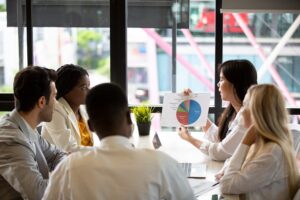 Group of business people having meeting together