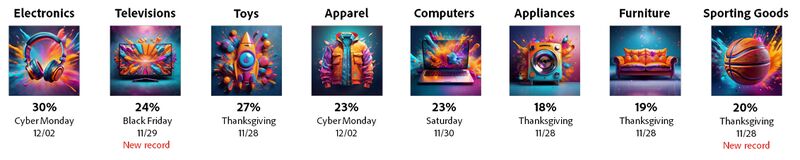 Infographic of top discount categories during Thanksgiving holiday weekend