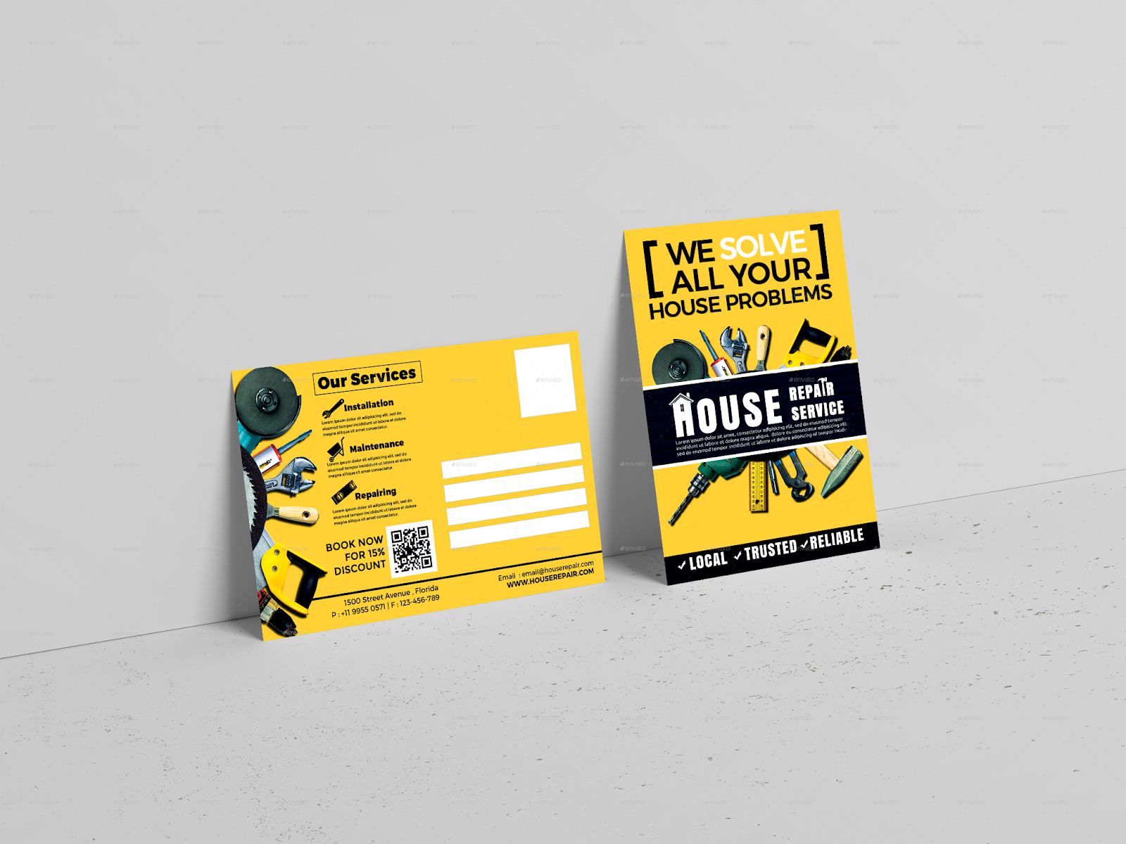 Sample postcard advertising handyman services.