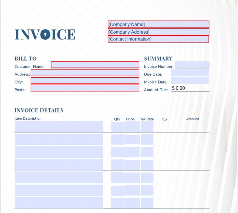 An Invoice Template Screenshot