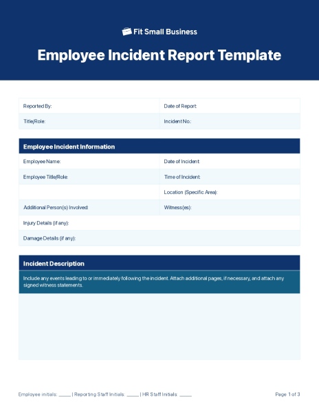 Employee Incident Report.