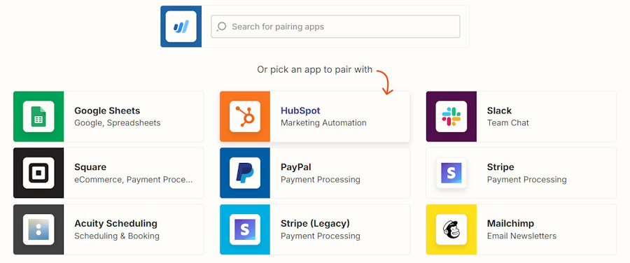 Wave Payments integrations page with Zapier.