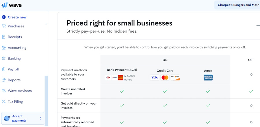 Wave Payments virtual terminal.