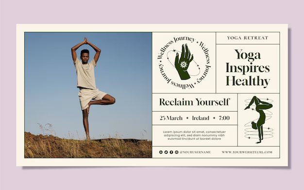 A postcard for a yoga studio with a minimalist design.