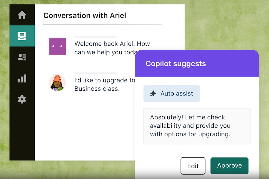 Zendesk's AI Agent copilot providing smart suggestions to improve productivity