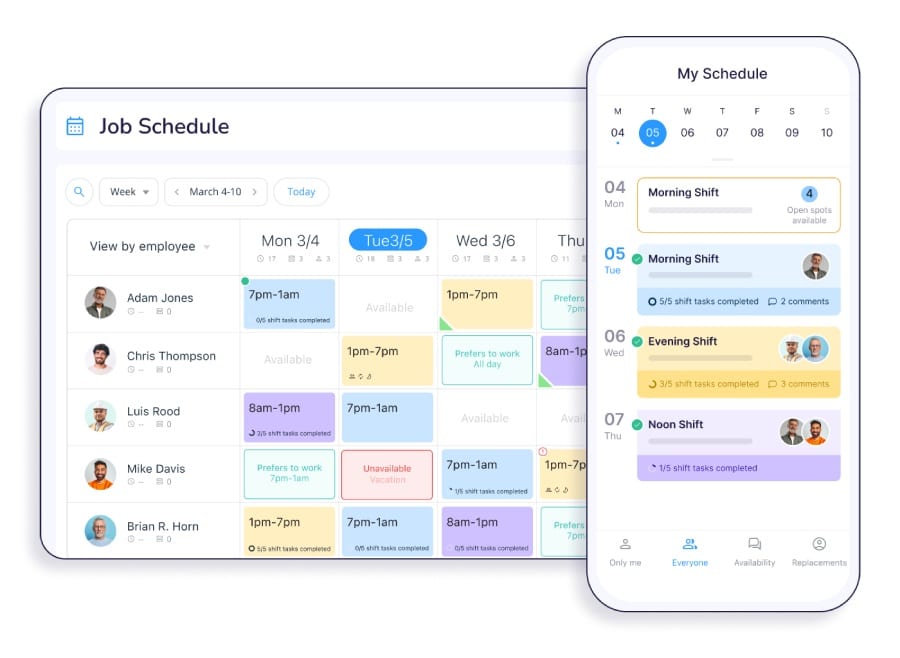 Connecteam create schedule dashboard.