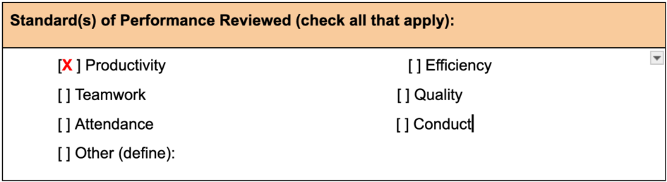 standards of performance reviewed